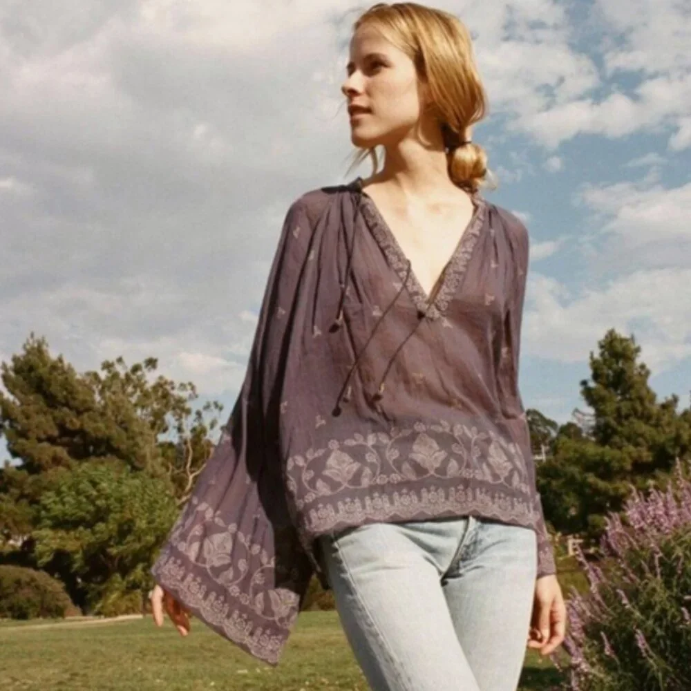 Doen Marigold Top indigo and white M - Picture 4 of 7